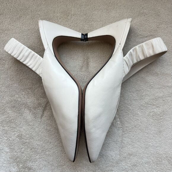 Lewit Marta Cream Leather Slingback Pump Women EU 36.5 US 6 Classic Pointed Toe - Picture 6 of 14